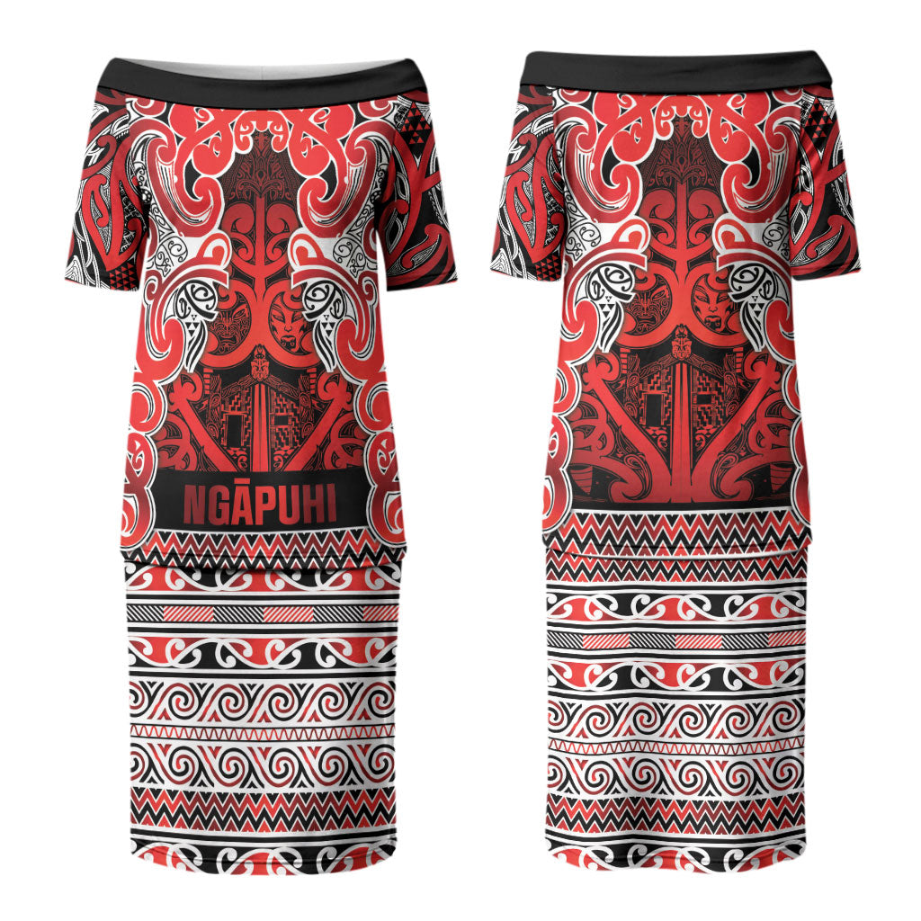 Aotearoa Iwi Ngapuhi Couples Matching Puletasi and Hawaiian Shirt Maori Wharenui House Tribal Pattern LT9 - Polynesian Pride