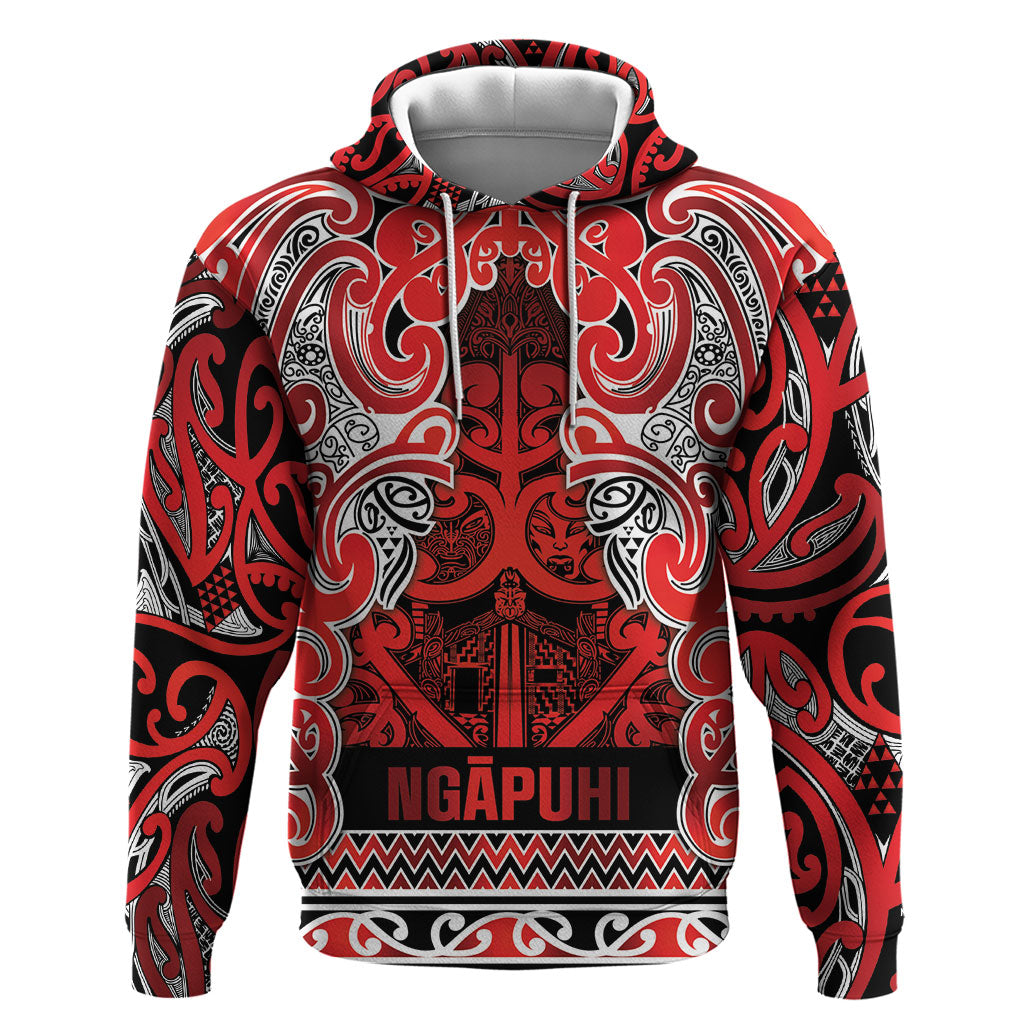 Aotearoa Iwi Ngapuhi Hoodie Maori Wharenui House Tribal Pattern LT9 Pullover Hoodie Red - Polynesian Pride