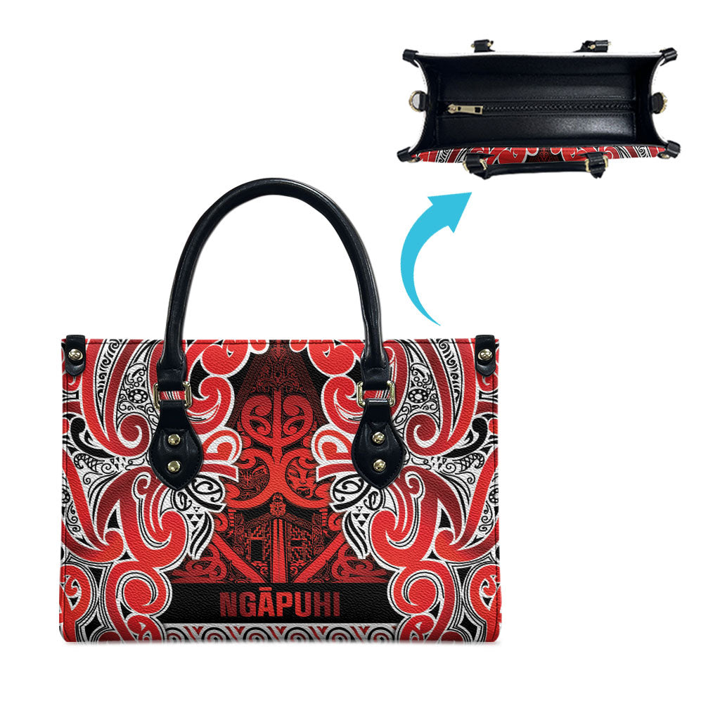 Aotearoa Iwi Ngapuhi Leather Bag Maori Wharenui House Tribal Pattern LT9 - Polynesian Pride