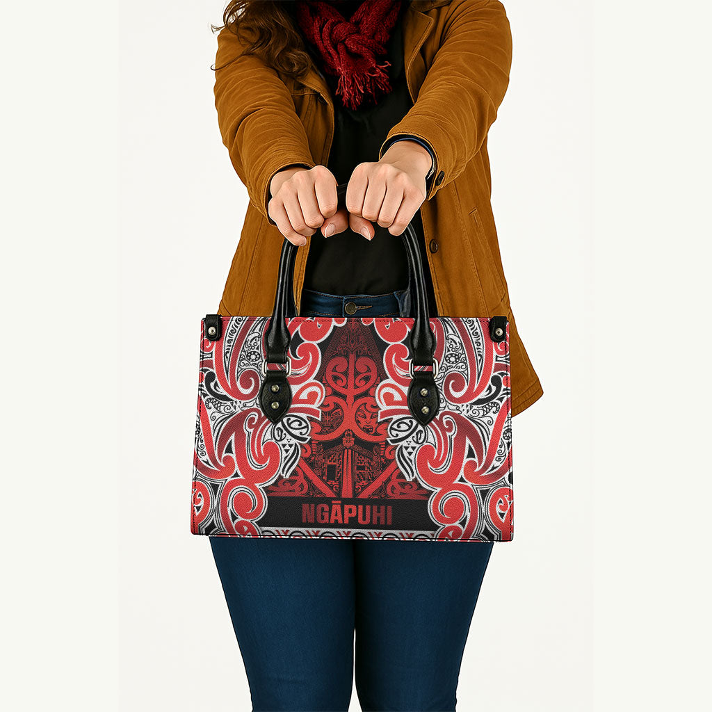 Aotearoa Iwi Ngapuhi Leather Bag Maori Wharenui House Tribal Pattern LT9 - Polynesian Pride