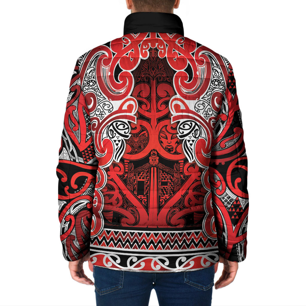 Aotearoa Iwi Ngapuhi Padded Jacket Maori Wharenui House Tribal Pattern LT9 - Polynesian Pride
