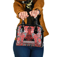 Aotearoa Iwi Ngapuhi Shoulder Handbag Maori Wharenui House Tribal Pattern LT9 One Size Red - Polynesian Pride