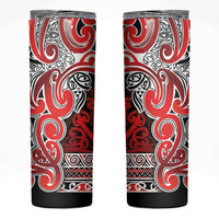 Aotearoa Iwi Ngapuhi Skinny Tumbler Maori Wharenui House Tribal Pattern LT9 Red - Polynesian Pride