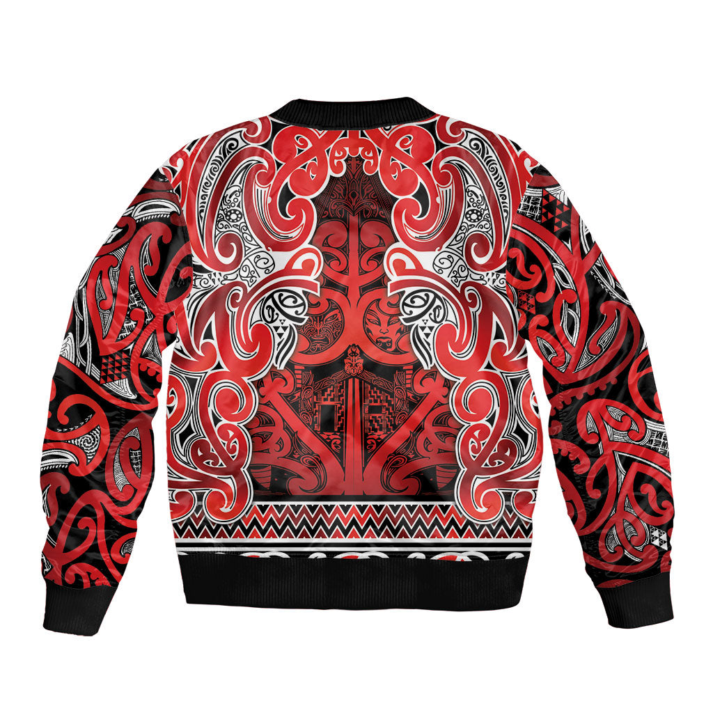 Aotearoa Iwi Ngapuhi Sleeve Zip Bomber Jacket Maori Wharenui House Tribal Pattern LT9 - Polynesian Pride