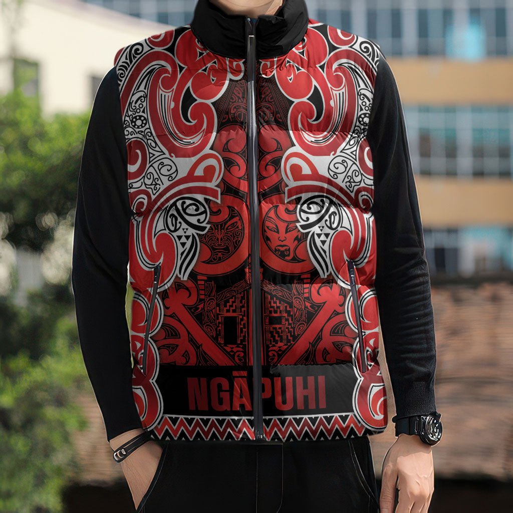 Aotearoa Iwi Ngapuhi Sleeveless Puffer Jacket Maori Wharenui House Tribal Pattern LT9 - Polynesian Pride