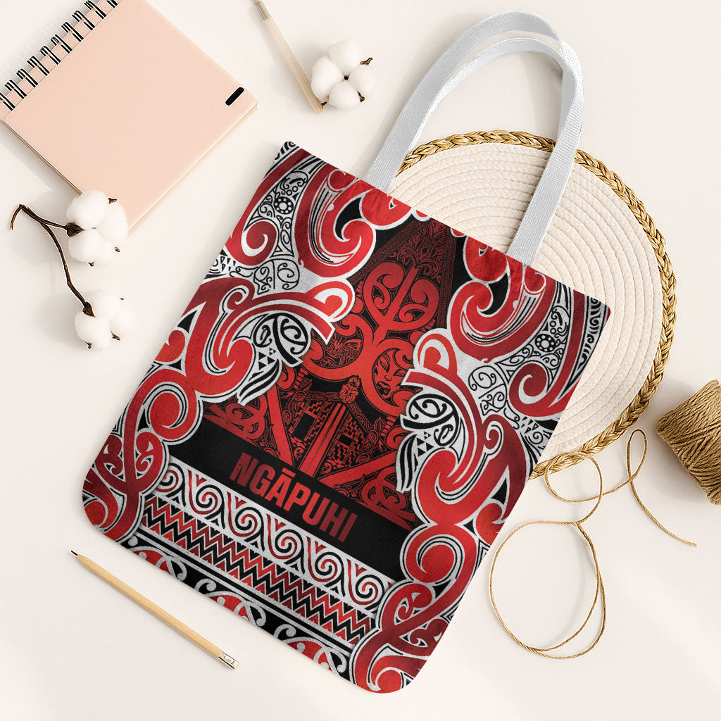 Aotearoa Iwi Ngapuhi Tote Bag Maori Wharenui House Tribal Pattern LT9 White Strap One Size Red - Polynesian Pride