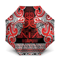 Aotearoa Iwi Ngapuhi Umbrella Maori Wharenui House Tribal Pattern LT9 One Size Folded 11.42 inch Opened Diameter 37.4 inch Red - Polynesian Pride