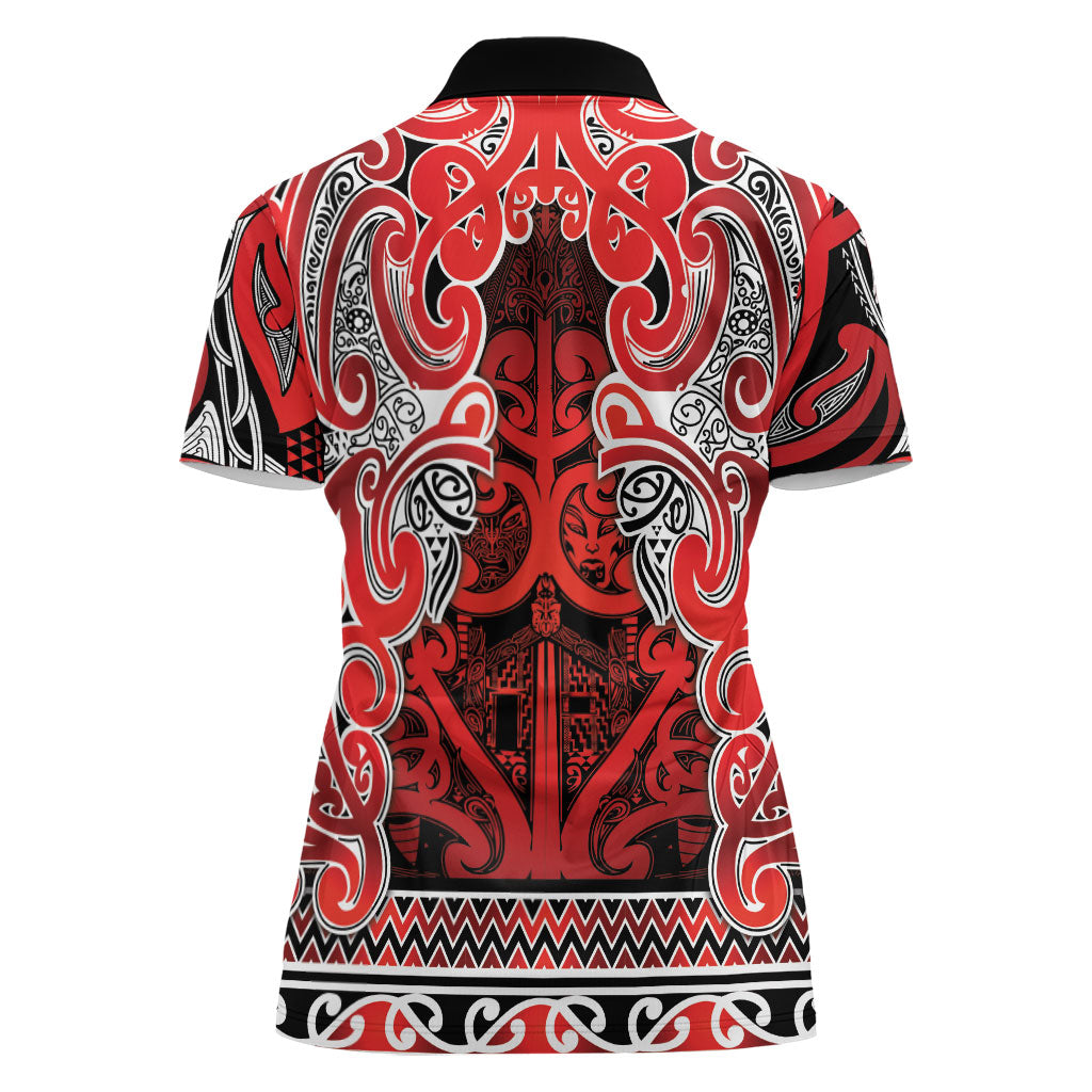 Aotearoa Iwi Ngapuhi Women Polo Shirt Maori Wharenui House Tribal Pattern LT9 - Polynesian Pride