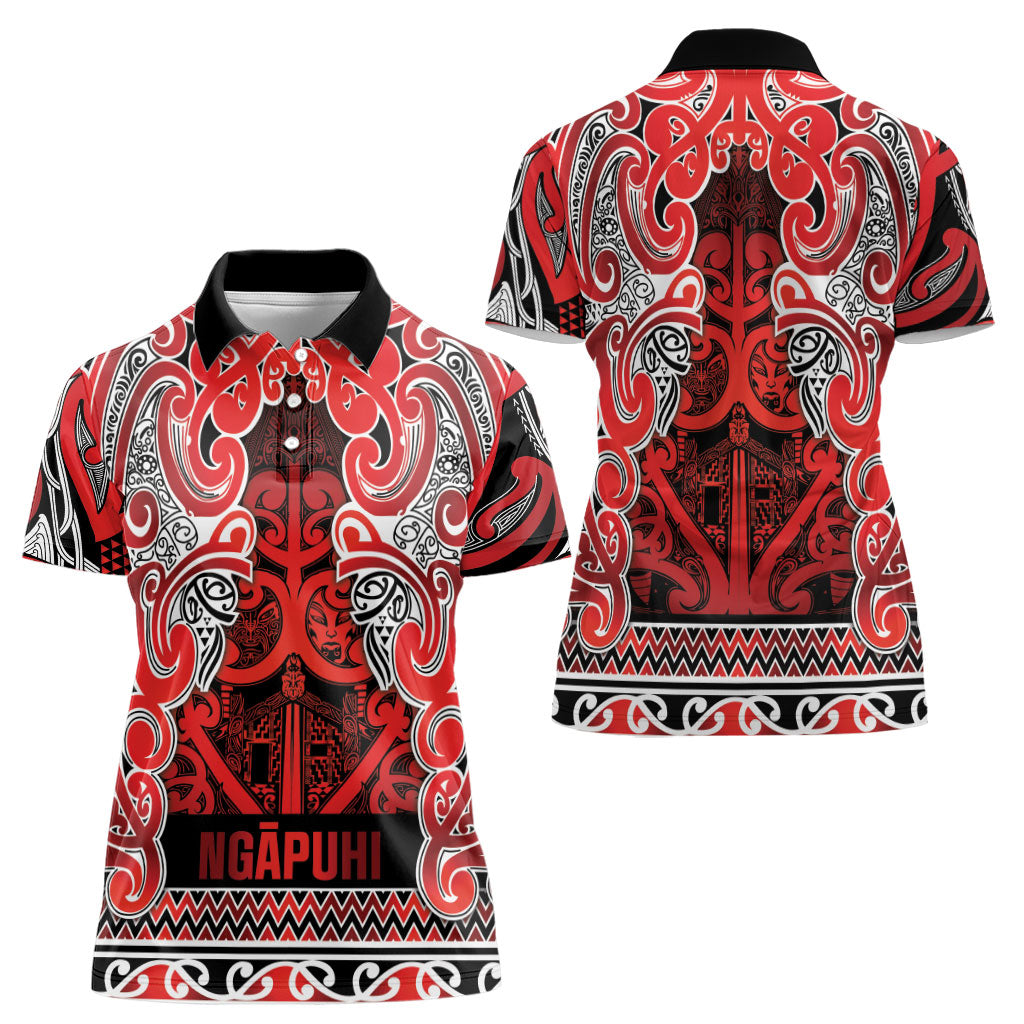 Aotearoa Iwi Ngapuhi Women Polo Shirt Maori Wharenui House Tribal Pattern LT9 - Polynesian Pride
