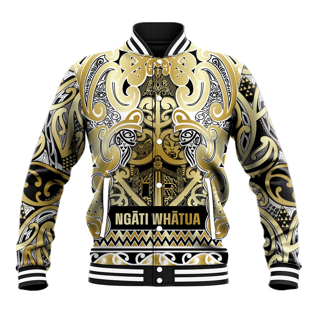 Aotearoa Iwi Ngati Whatua Baseball Jacket Maori Wharenui House Tribal Pattern LT9 Unisex Gold - Polynesian Pride