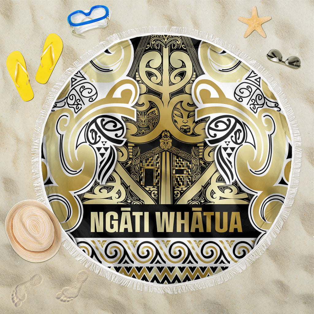 Aotearoa Iwi Ngati Whatua Beach Blanket Maori Wharenui House Tribal Pattern LT9 One Size 150cm Gold - Polynesian Pride