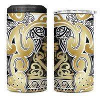 Aotearoa Iwi Ngati Whatua 4 in 1 Can Cooler Tumbler Maori Wharenui House Tribal Pattern LT9 One Size: 16 oz Gold - Polynesian Pride