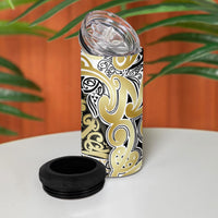 Aotearoa Iwi Ngati Whatua 4 in 1 Can Cooler Tumbler Maori Wharenui House Tribal Pattern LT9 - Polynesian Pride