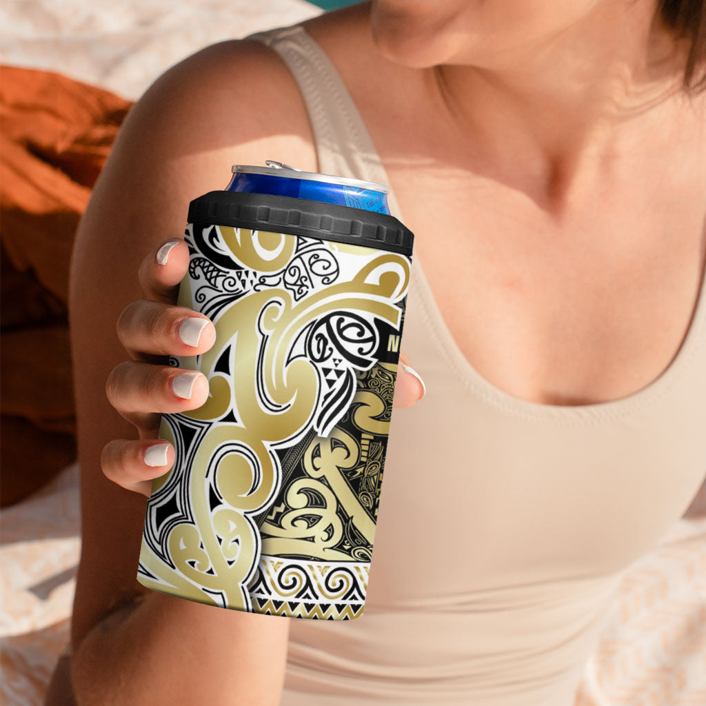 Aotearoa Iwi Ngati Whatua 4 in 1 Can Cooler Tumbler Maori Wharenui House Tribal Pattern LT9 - Polynesian Pride