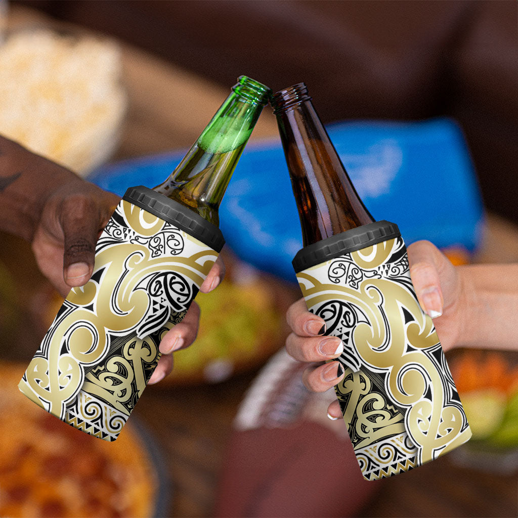 Aotearoa Iwi Ngati Whatua 4 in 1 Can Cooler Tumbler Maori Wharenui House Tribal Pattern LT9 - Polynesian Pride