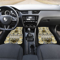 Aotearoa Iwi Ngati Whatua Car Mats Maori Wharenui House Tribal Pattern LT9 Set 2pcs - Front Gold - Polynesian Pride