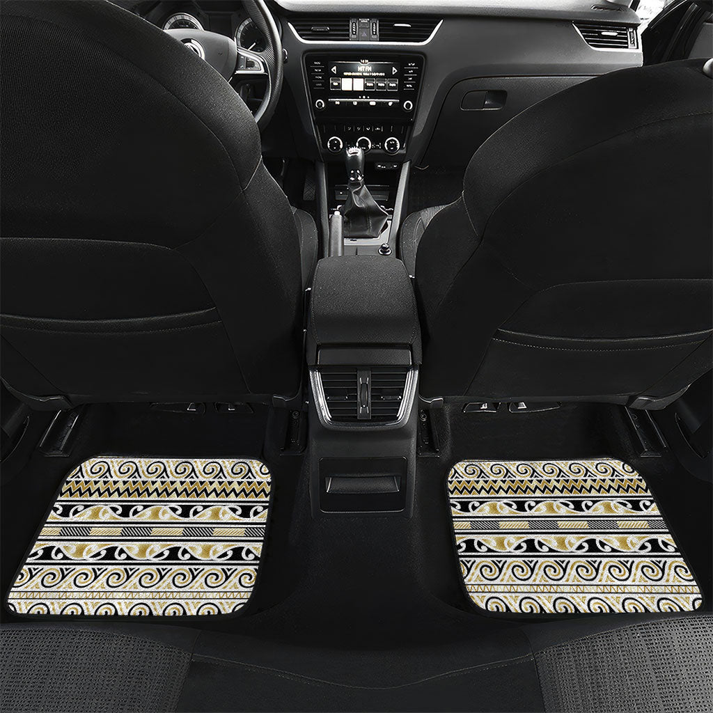 Aotearoa Iwi Ngati Whatua Car Mats Maori Wharenui House Tribal Pattern LT9 Set 2pcs - Back Gold - Polynesian Pride