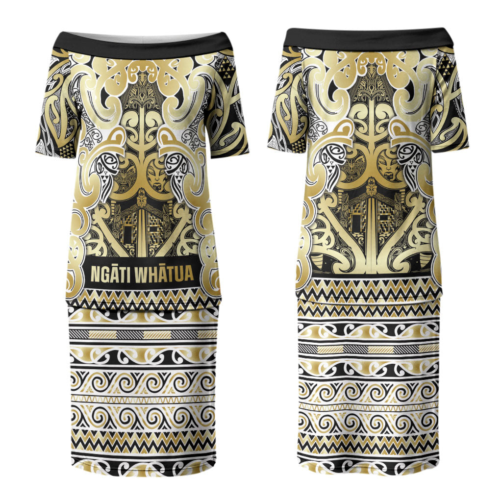 Aotearoa Iwi Ngati Whatua Couples Matching Puletasi and Hawaiian Shirt Maori Wharenui House Tribal Pattern LT9 - Polynesian Pride