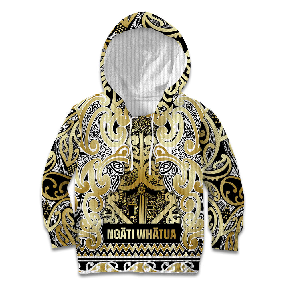 Aotearoa Iwi Ngati Whatua Kid Hoodie Maori Wharenui House Tribal Pattern LT9 Hoodie Gold - Polynesian Pride