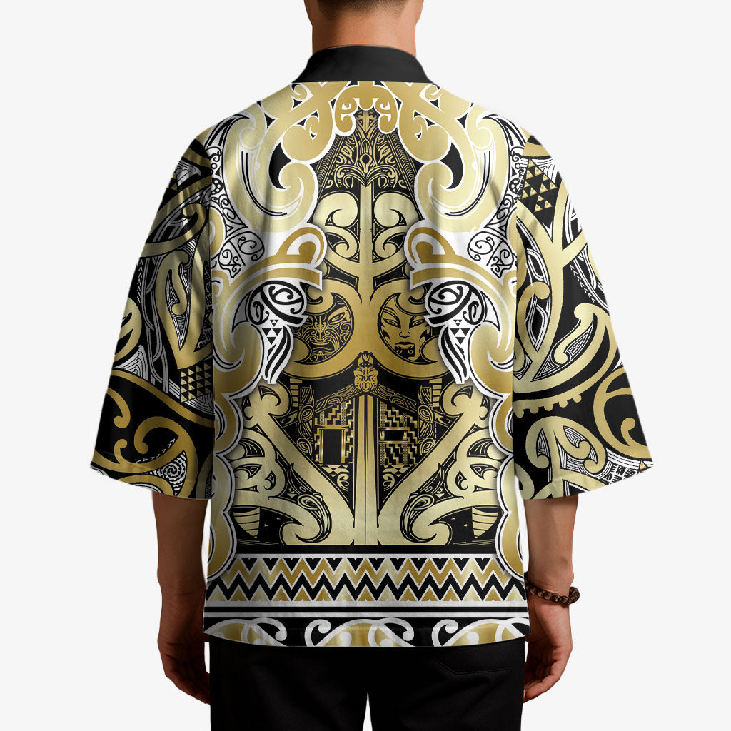 Aotearoa Iwi Ngati Whatua Kimono Maori Wharenui House Tribal Pattern LT9 - Polynesian Pride
