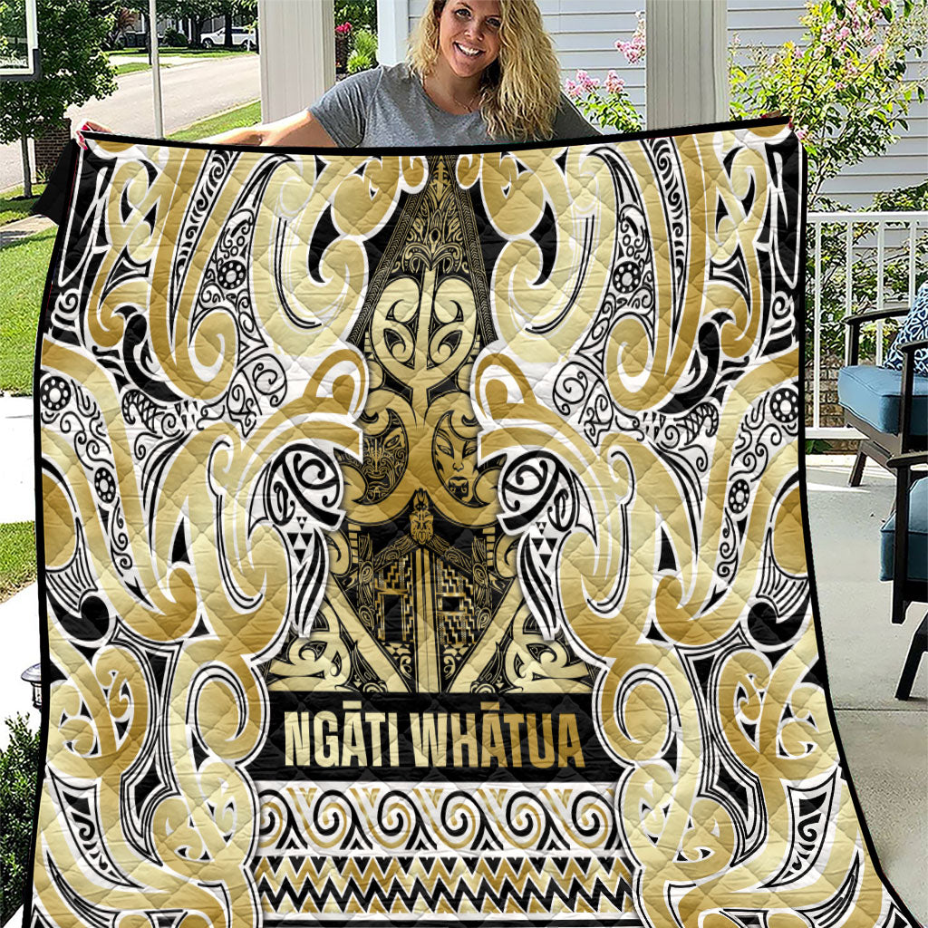 Aotearoa Iwi Ngati Whatua Quilt Maori Wharenui House Tribal Pattern LT9 Gold - Polynesian Pride