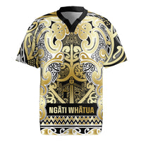 Aotearoa Iwi Ngati Whatua Rugby Jersey Maori Wharenui House Tribal Pattern LT9 Gold - Polynesian Pride