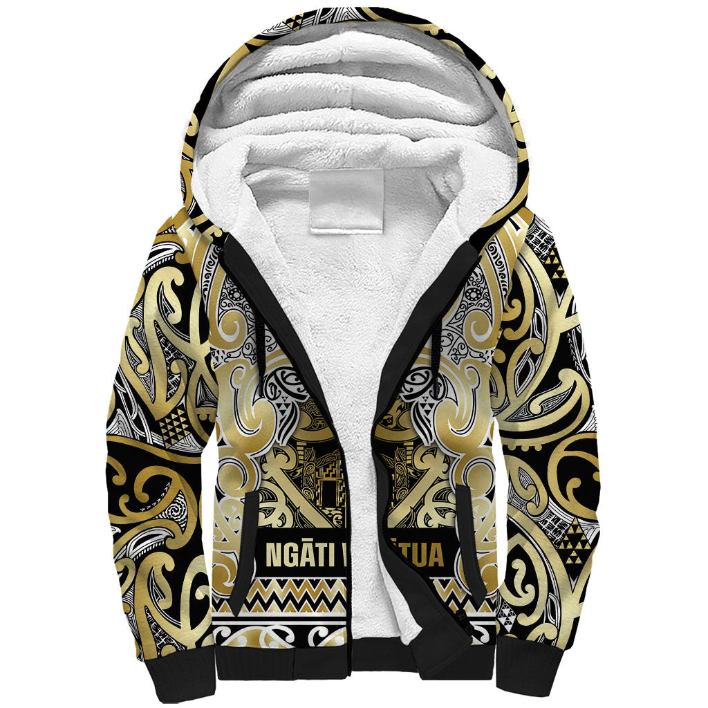 Aotearoa Iwi Ngati Whatua Sherpa Hoodie Maori Wharenui House Tribal Pattern LT9 Unisex Gold - Polynesian Pride