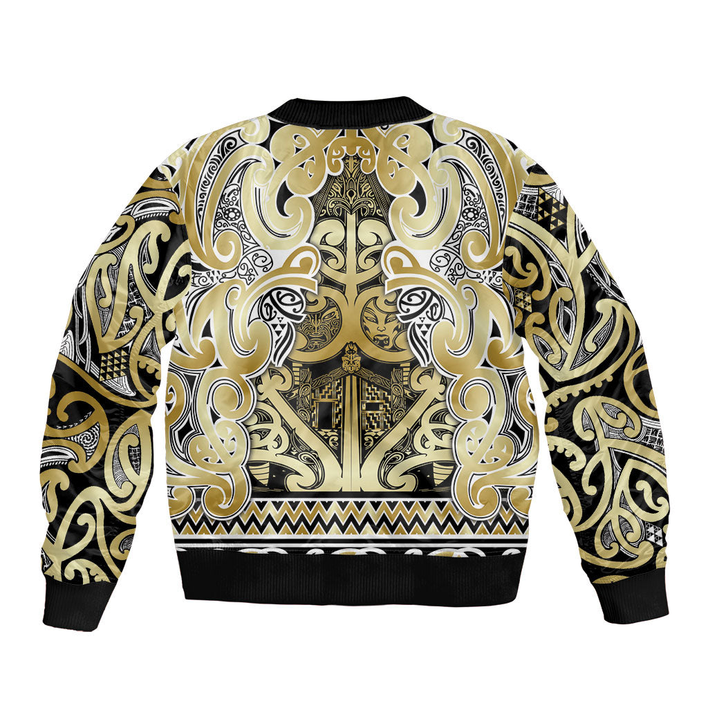 Aotearoa Iwi Ngati Whatua Sleeve Zip Bomber Jacket Maori Wharenui House Tribal Pattern LT9 - Polynesian Pride