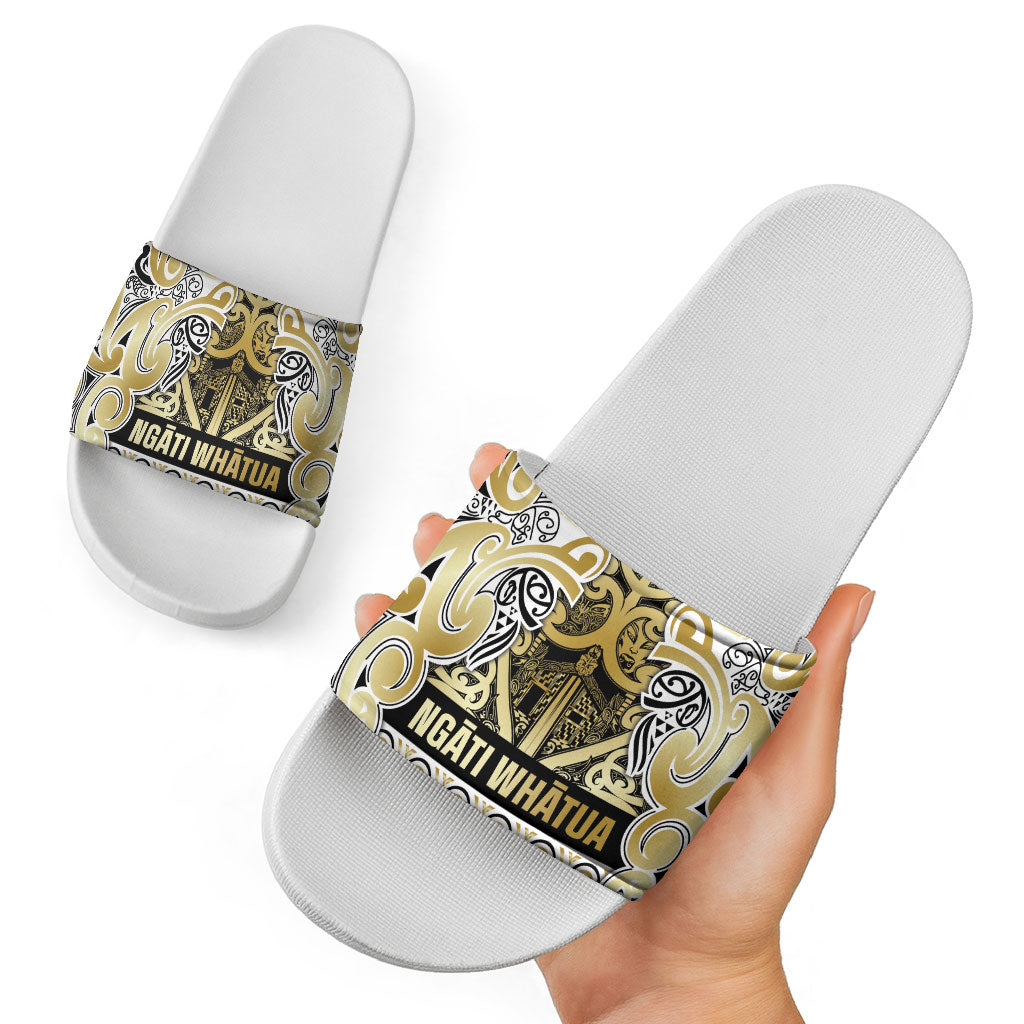 Aotearoa Iwi Ngati Whatua Slide Sandals Maori Wharenui House Tribal Pattern LT9 - Polynesian Pride