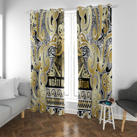 Aotearoa Iwi Ngati Whatua Window Curtain Maori Wharenui House Tribal Pattern LT9 With Grommets Gold - Polynesian Pride