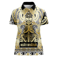 Aotearoa Iwi Ngati Whatua Women Polo Shirt Maori Wharenui House Tribal Pattern LT9 Female Gold - Polynesian Pride