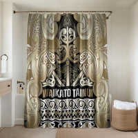 Aotearoa Iwi Waikato Tainui Bathroom Set Maori Wharenui House Tribal Pattern LT9 Shower Curtain Only Light Gold - Polynesian Pride