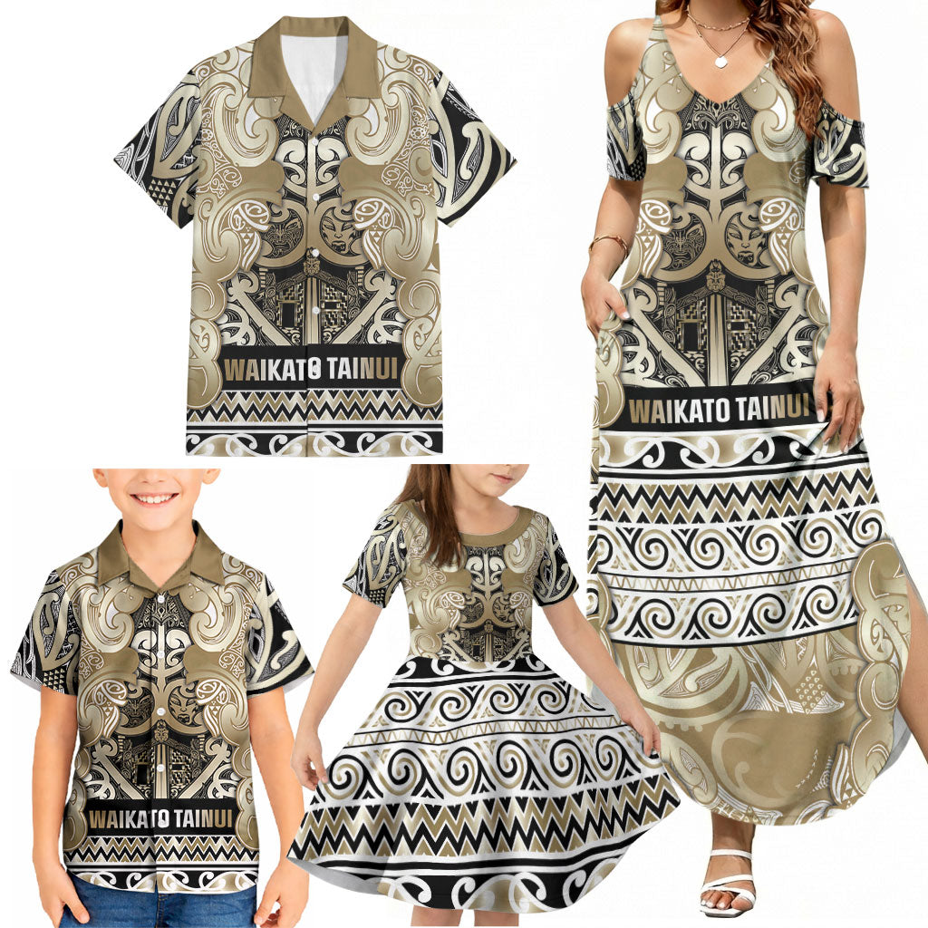 Aotearoa Iwi Waikato Tainui Family Matching Summer Maxi Dress and Hawaiian Shirt Maori Wharenui House Tribal Pattern LT9 - Polynesian Pride