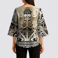 Aotearoa Iwi Waikato Tainui Kimono Sleeve Blouse Maori Wharenui House Tribal Pattern LT9 - Polynesian Pride