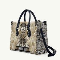 Aotearoa Iwi Waikato Tainui Leather Bag Maori Wharenui House Tribal Pattern LT9 Light Gold - Polynesian Pride