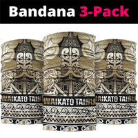 Aotearoa Iwi Waikato Tainui Neck Gaiter Maori Wharenui House Tribal Pattern LT9 package One Size: 25*50cm Light Gold - Polynesian Pride