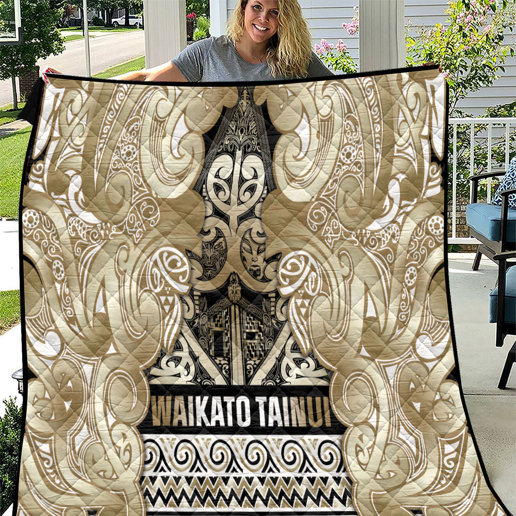 Aotearoa Iwi Waikato Tainui Quilt Maori Wharenui House Tribal Pattern LT9 Light Gold - Polynesian Pride