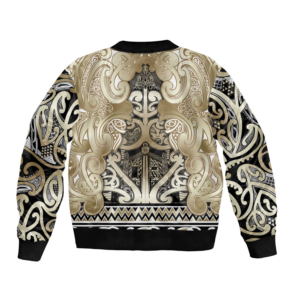 Aotearoa Iwi Waikato Tainui Sleeve Zip Bomber Jacket Maori Wharenui House Tribal Pattern LT9 - Polynesian Pride