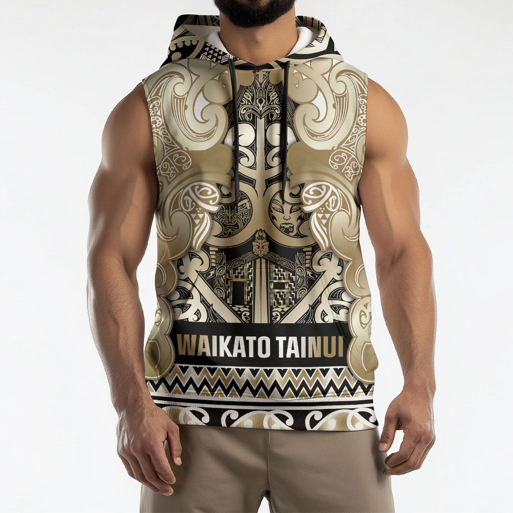 Aotearoa Iwi Waikato Tainui Sleeveless Hoodie Maori Wharenui House Tribal Pattern LT9 - Polynesian Pride