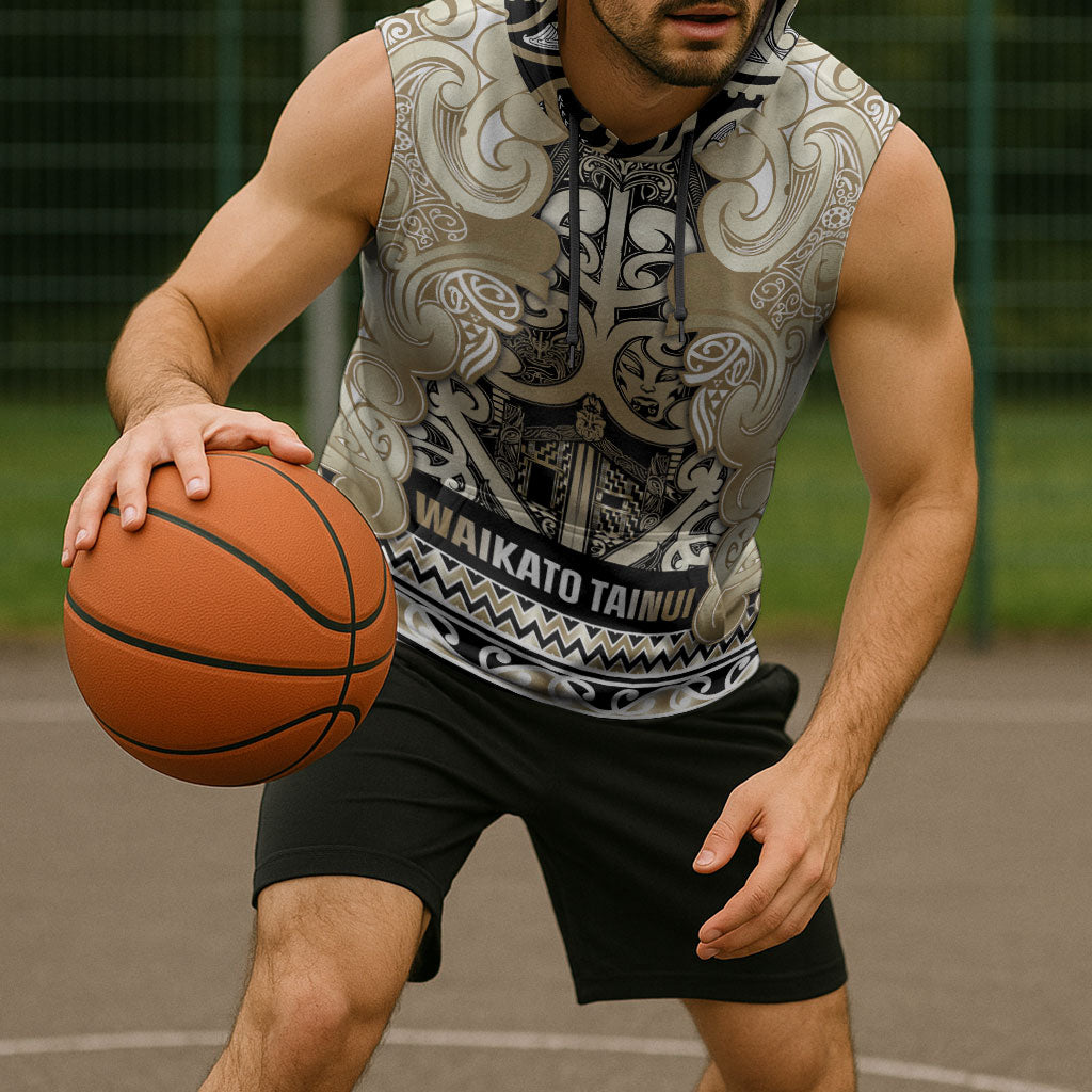 Aotearoa Iwi Waikato Tainui Sleeveless Hoodie Maori Wharenui House Tribal Pattern LT9 - Polynesian Pride