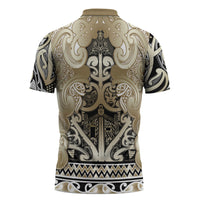 Aotearoa Iwi Waikato Tainui Zipper Polo Shirt Maori Wharenui House Tribal Pattern LT9 - Polynesian Pride