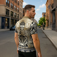Aotearoa Iwi Waikato Tainui Zipper Polo Shirt Maori Wharenui House Tribal Pattern LT9 - Polynesian Pride