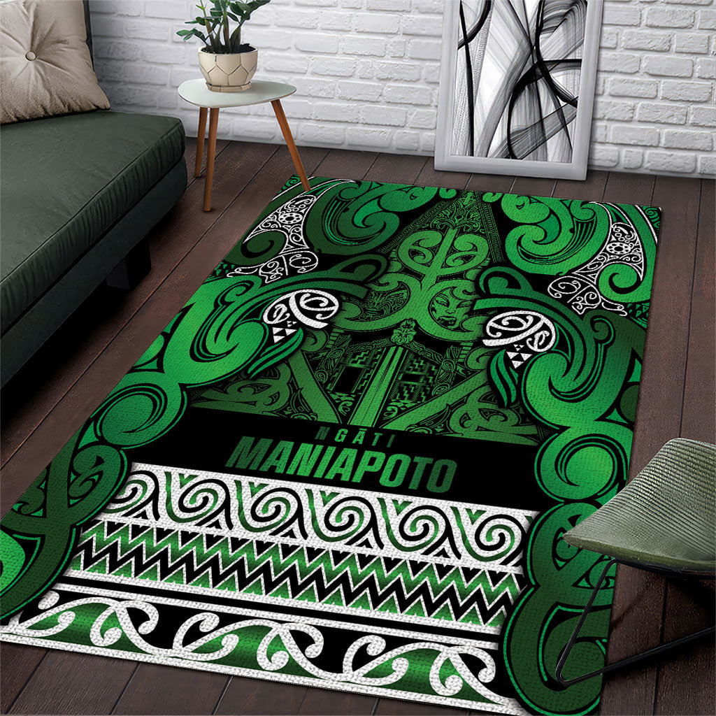 Aotearoa Iwi Ngati Maniapoto Area Rug Maori Wharenui House Tribal Pattern LT9 Dark green - Polynesian Pride