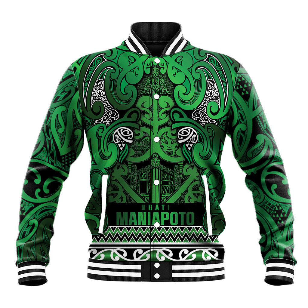 Aotearoa Iwi Ngati Maniapoto Baseball Jacket Maori Wharenui House Tribal Pattern LT9 Unisex Dark green - Polynesian Pride