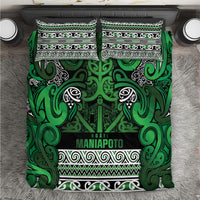 Aotearoa Iwi Ngati Maniapoto Bedding Set Maori Wharenui House Tribal Pattern LT9 Dark green - Polynesian Pride