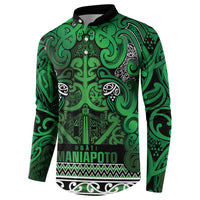 Aotearoa Iwi Ngati Maniapoto Button Sweatshirt Maori Wharenui House Tribal Pattern LT9 - Polynesian Pride