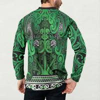 Aotearoa Iwi Ngati Maniapoto Button Sweatshirt Maori Wharenui House Tribal Pattern LT9 - Polynesian Pride