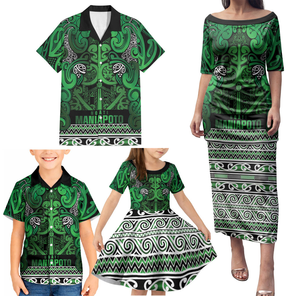 Aotearoa Iwi Ngati Maniapoto Family Matching Puletasi and Hawaiian Shirt Maori Wharenui House Tribal Pattern LT9 - Polynesian Pride