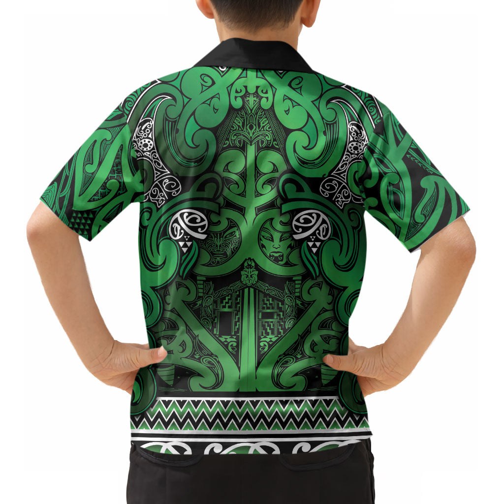 Aotearoa Iwi Ngati Maniapoto Kid Hawaiian Shirt Maori Wharenui House Tribal Pattern LT9 - Polynesian Pride