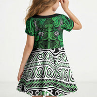 Aotearoa Iwi Ngati Maniapoto Kid Short Sleeve Dress Maori Wharenui House Tribal Pattern LT9 - Polynesian Pride